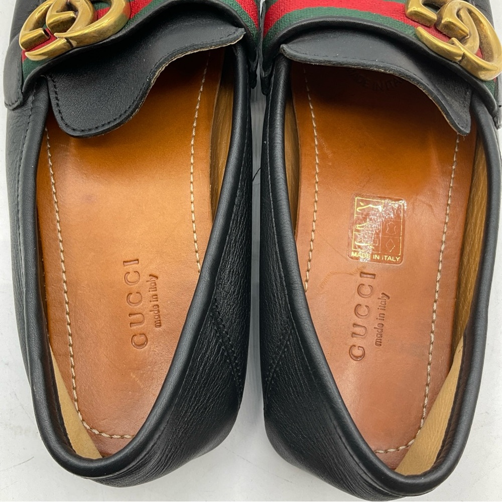 Gucci GG Marmont/Shelly Line/Double G Web Leather Loafers 454638 Size 5 - Picture 12 of 16